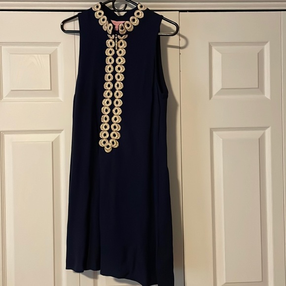 lilly pulitzer navy gold dress Lilly Pulitzer NWT Valli Shift Dress, Navy/Gold Womens Size